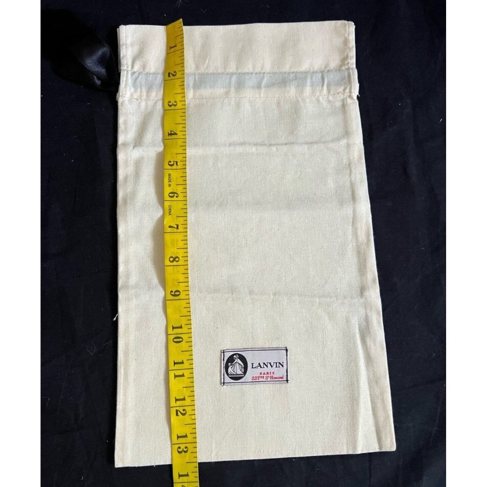 Lanvin Drawstring Dustbag Ivory 100% Cotton 13.5" X 7.5'' - Picture 1 of 7